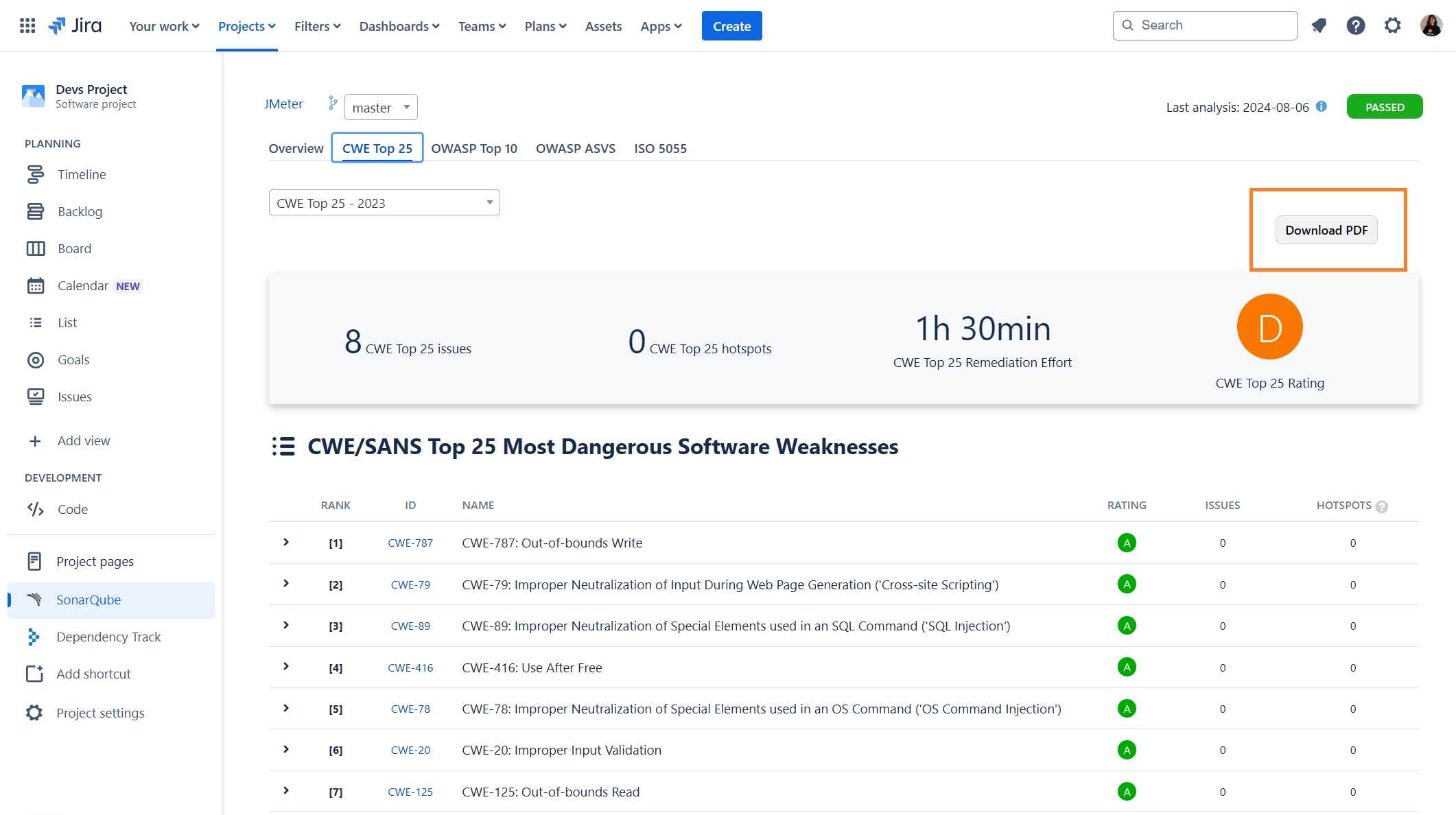 SonarQube Connector for Jira Cloud PDF CWET Top 25