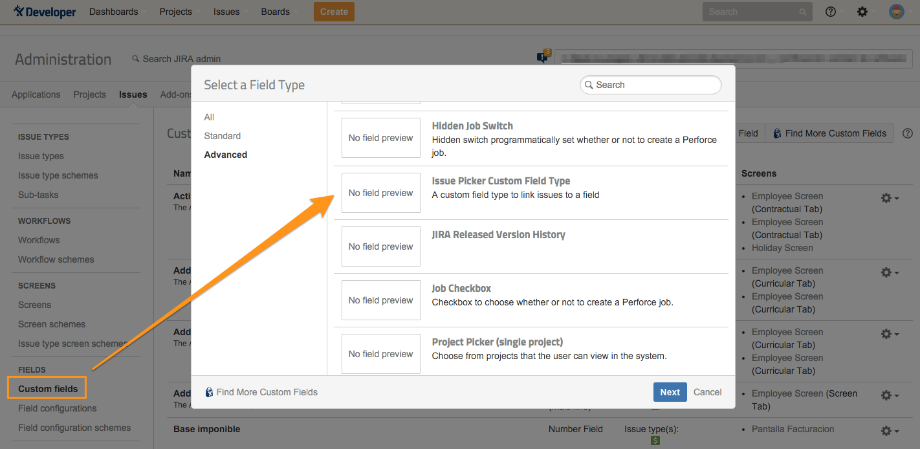 Issue Picker Custom Field Type - Como crear un campo personalizado en Jira