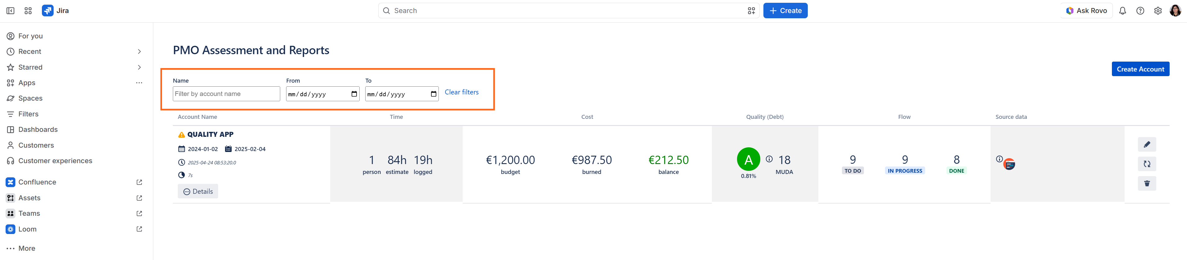 Nuevo filtro en la PMO Assessments and Reports for Jira Cloud