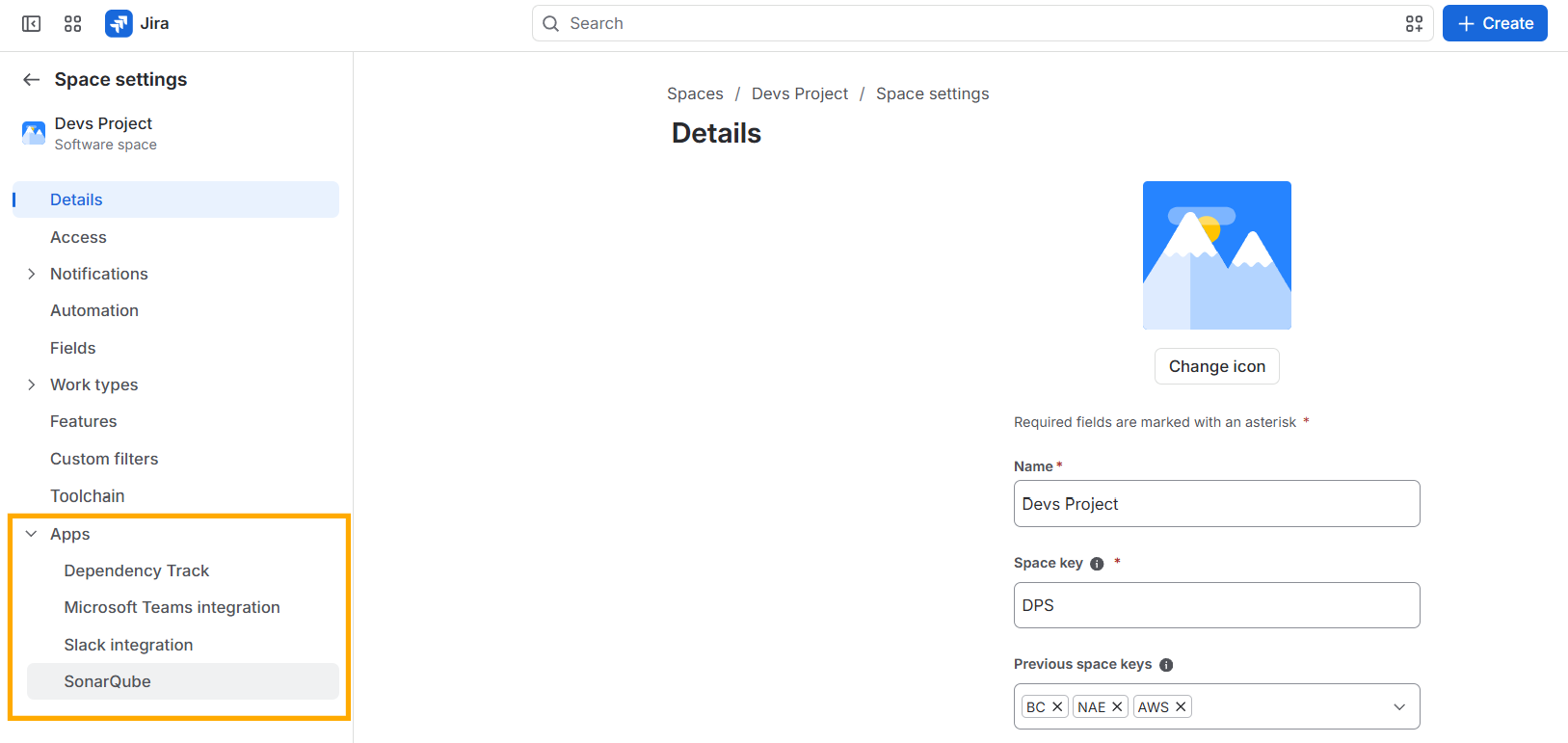 Configurar SonarQube Connector for Jira desde los ajustes del espacio