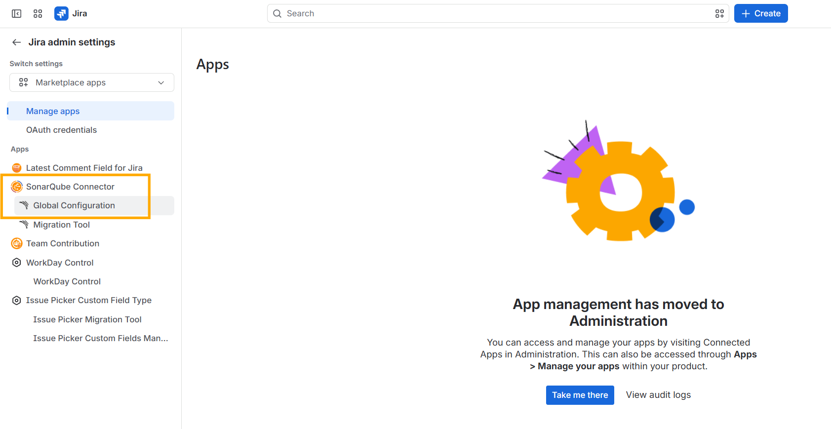 Configuración global de SonarQube Connector for Jira en Jira
