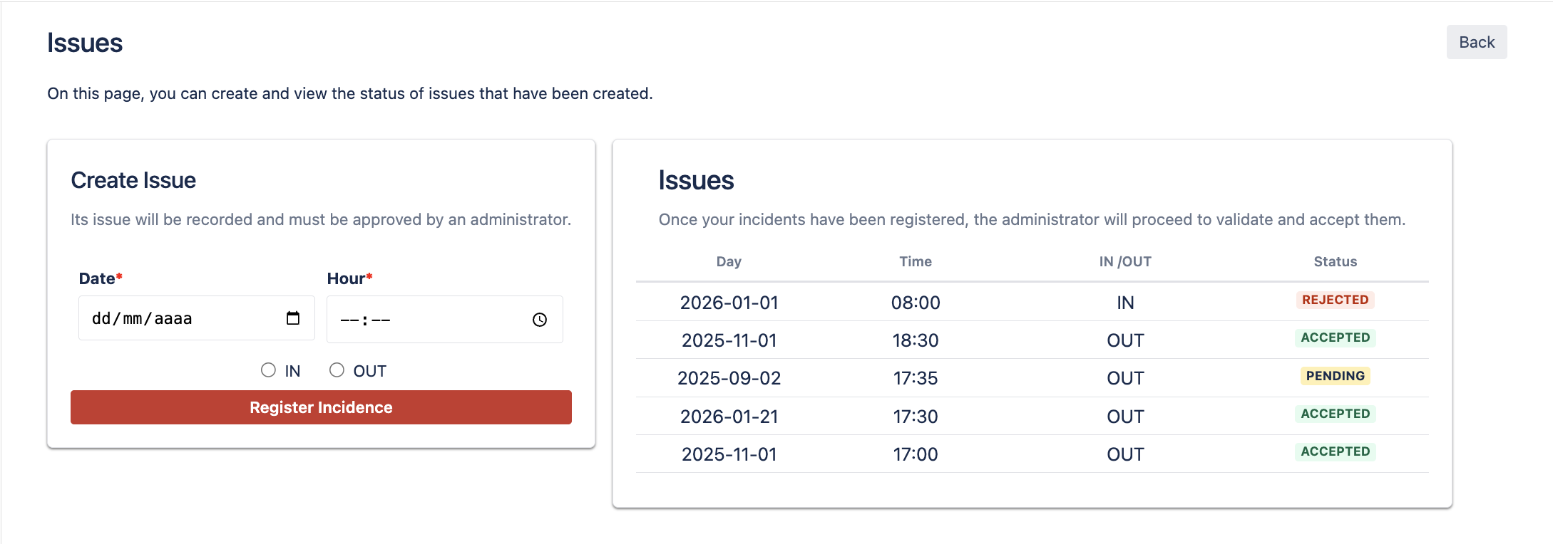 Crea una incidencia de no registro en WorkDay Control for Jira