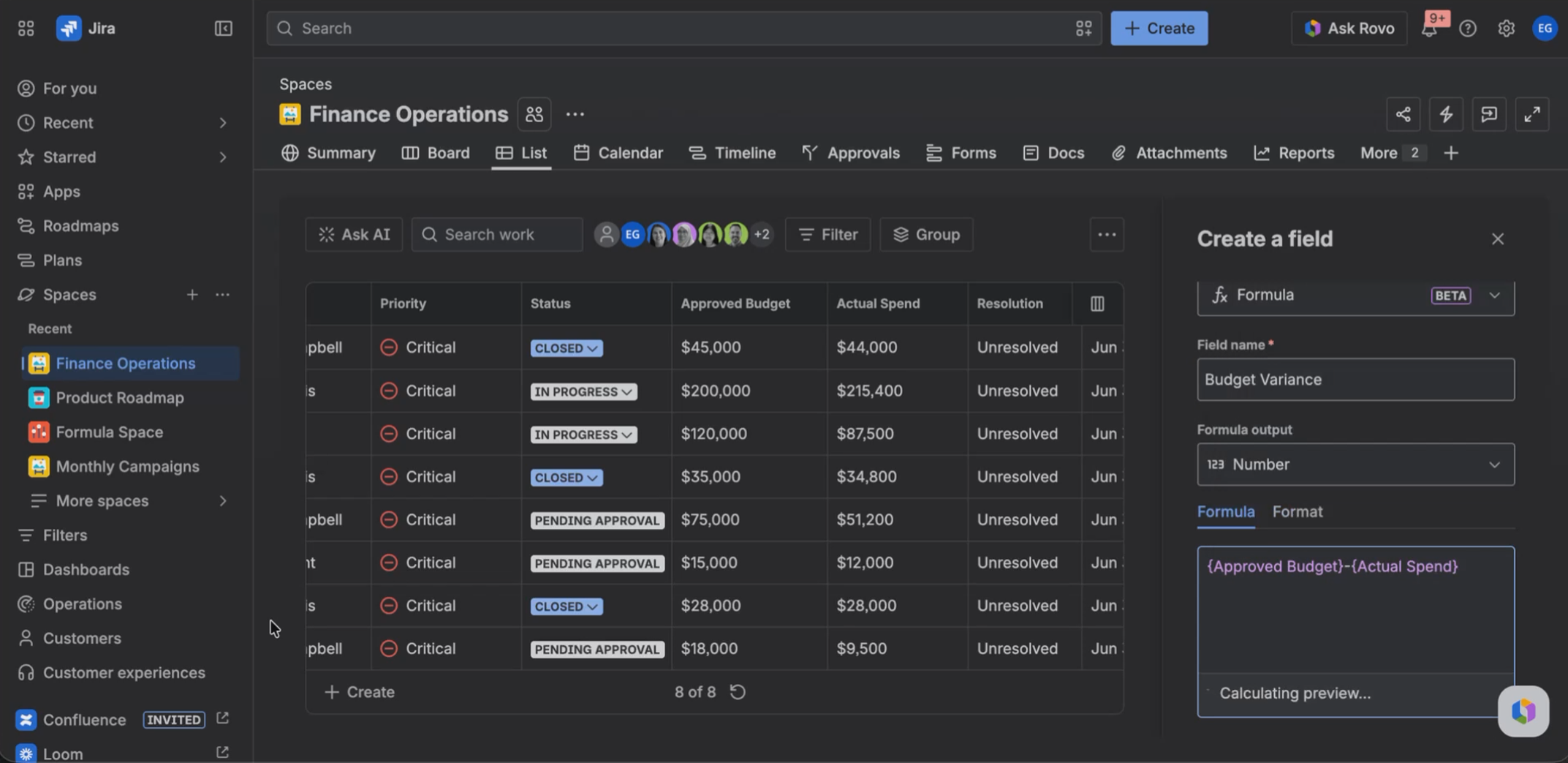 Nuevos campos de formulas en Jira