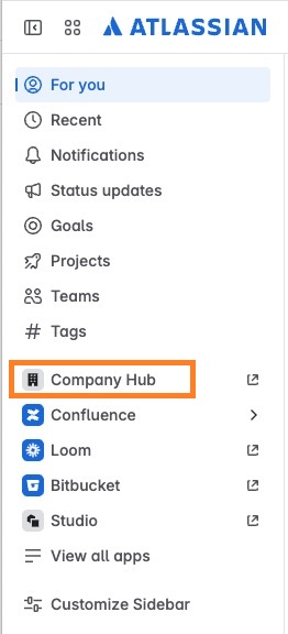 Menu Confluence Company Hub