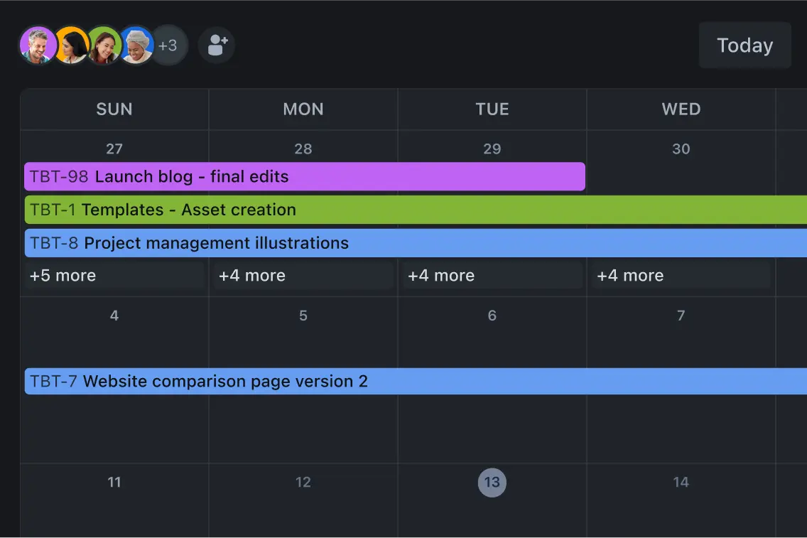 Vista de calendario en Jira