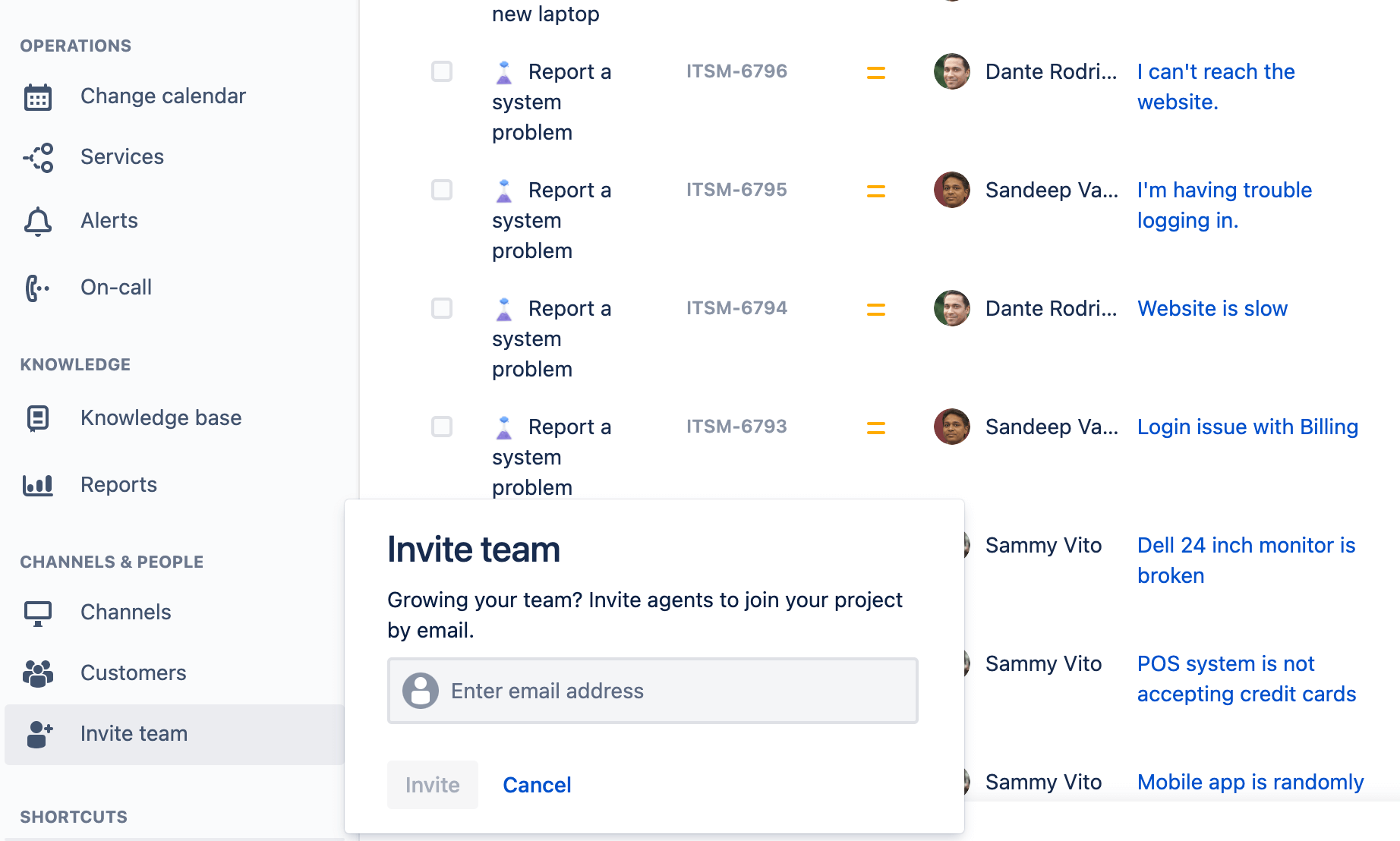 Invitar equipo en Jira Service Management