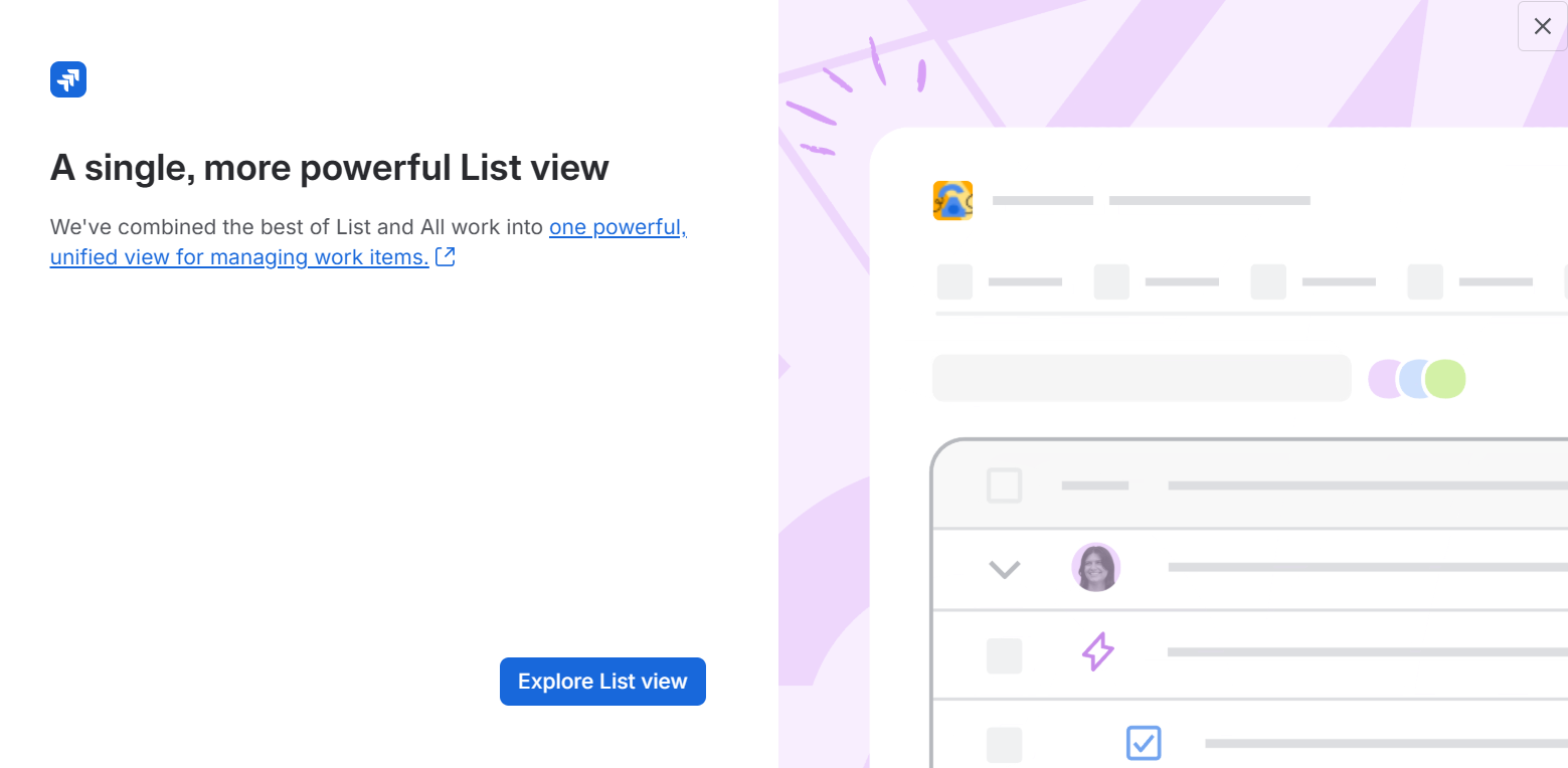 Nueva vista de Lista en jira