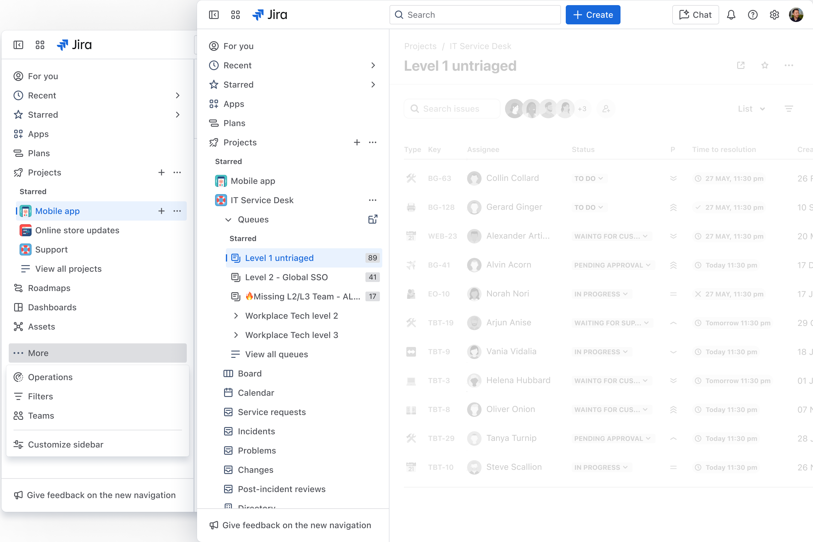 Nuevo menú de navegación en Jira