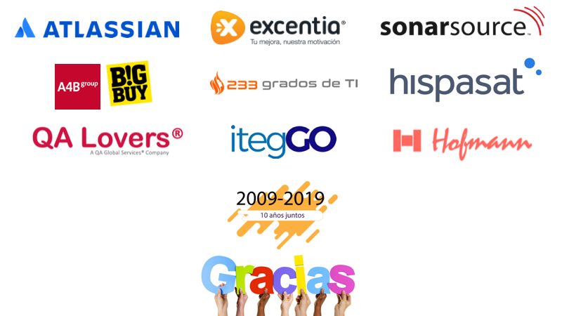 Logos de las empresas colaboradoras en el decimo aniversario de excentia
