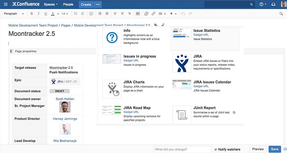 Agrega imagenes, archivos, diagramas, macros en tu espacio de Confluence 