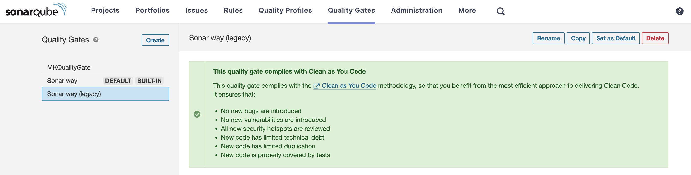 Quality Gate Sonar Way